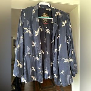 Johnny Was Navy bird blazer.  Size XL.